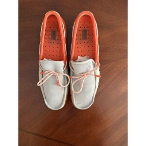 Swims Mens Braided Lace Loafer Gray/Orange Boat Shoes Size 12 Mesh‎ Water Proof